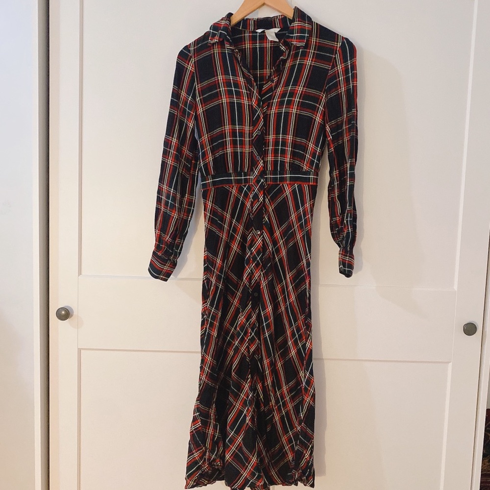 H&M check print midi dress